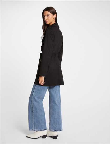 Grote foto belted long suede coat 242 garia black kleding dames overige kledingstukken