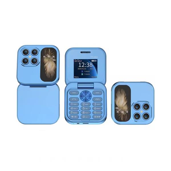 Grote foto i17 mini vouwbare telefoon 1.77 inch hd scherm dual sim 1000mah batterij blauw telecommunicatie mobieltjes