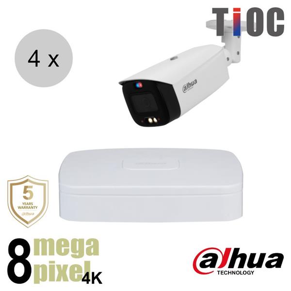Grote foto dahua 4k ip cameraset tioc 4 bullet camera actieve afschrikking 2.8mm 30m ips48db3 audio tv en foto videobewakingsapparatuur