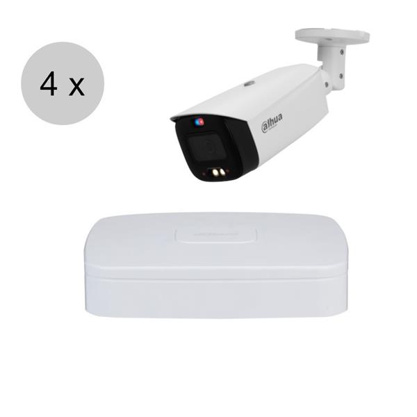 Grote foto dahua 4k ip cameraset tioc 4 bullet camera actieve afschrikking 2.8mm 30m ips48db3 audio tv en foto videobewakingsapparatuur