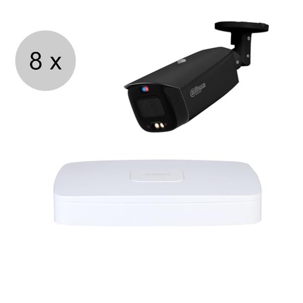 Grote foto dahua 4k ip cameraset tioc 8 bullet camera actieve afschrikking 2.8mm 30m ips88db4 audio tv en foto videobewakingsapparatuur