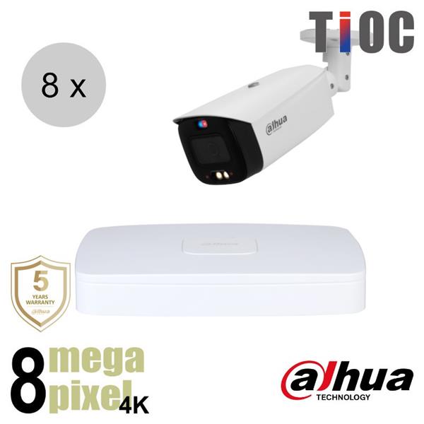 Grote foto dahua 4k ip cameraset tioc 8 bullet camera actieve afschrikking 2.8mm 30m ips88db3 audio tv en foto videobewakingsapparatuur