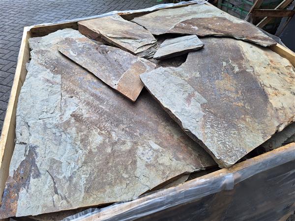 Grote foto flagstones ocre multicolor 2 5 4 cm dik tuin en terras tegels en terrasdelen