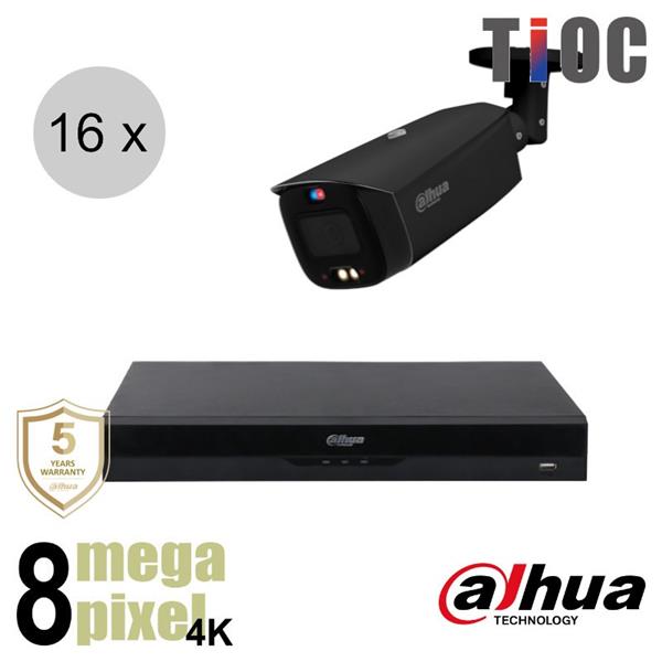 Grote foto dahua 4k ip cameraset tioc 16 bullet camera actieve afschrikking 2.8mm 30m ips168db4 audio tv en foto videobewakingsapparatuur