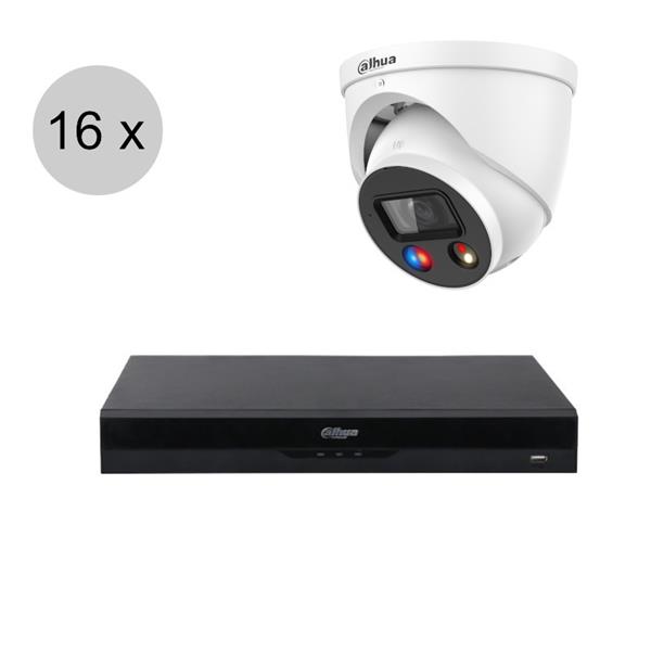 Grote foto dahua 4k ip cameraset tioc 16 turret dome camera actieve afschrikking 2.8mm 30m ips168 audio tv en foto videobewakingsapparatuur