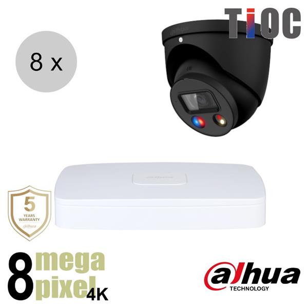Grote foto dahua 4k ip cameraset tioc 8 turret dome camera actieve afschrikking 2.8mm 30m ips88dt audio tv en foto videobewakingsapparatuur