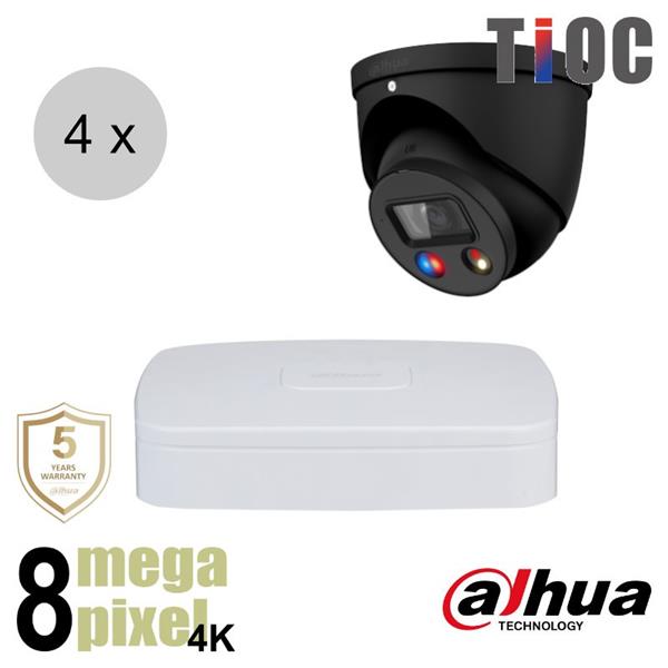 Grote foto dahua 4k ip cameraset tioc 4 turret dome camera actieve afschrikking 2.8mm 30m ips48dt audio tv en foto professionele video apparatuur