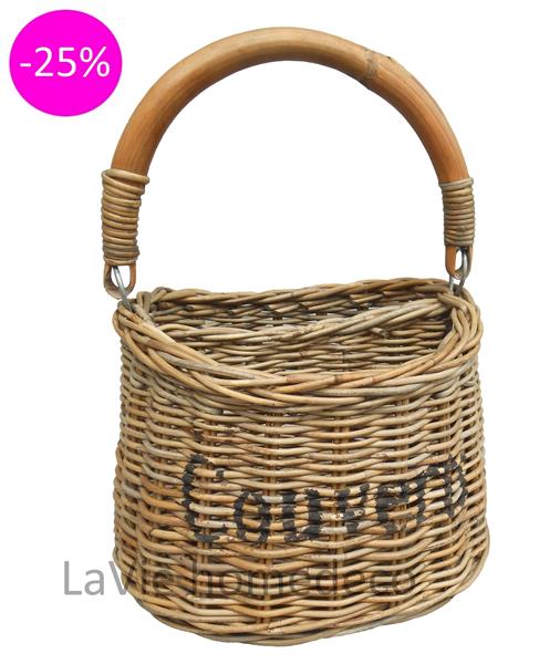 Grote foto bestekmand van riet met hengsel huis en inrichting schalen en manden