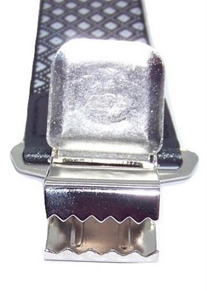 Grote foto zwart wit geruite bretels met de sterkste stalen clips kleding dames riemen