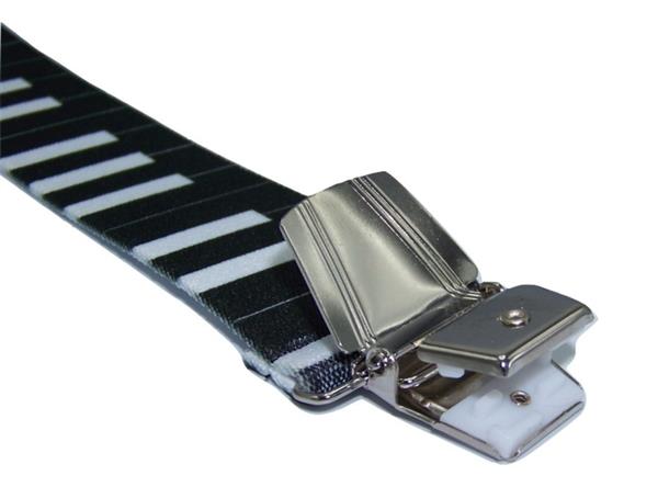 Grote foto bretels piano zwart met extra sterke clips kleding dames riemen