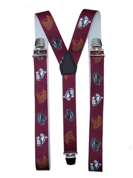 Grote foto bretels paarden bordeauxrood met extra sterke clips kleding dames riemen
