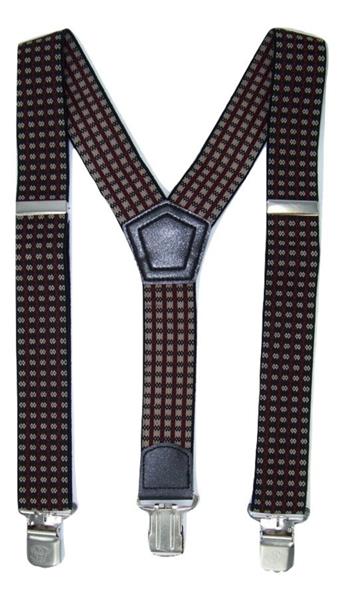 Grote foto dubbel ruit zwart rood wit motief bretels met de sterkste stalen clips kleding dames riemen