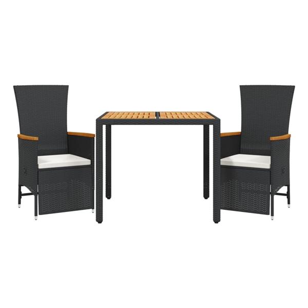 Grote foto vidaxl 3 delige tuinset met kussens poly rattan zwart tuin en terras tuinmeubelen