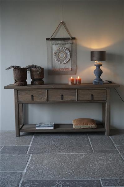 Grote foto oude houten sidetable h86 x b190 x d46 cm huis en inrichting woningdecoratie