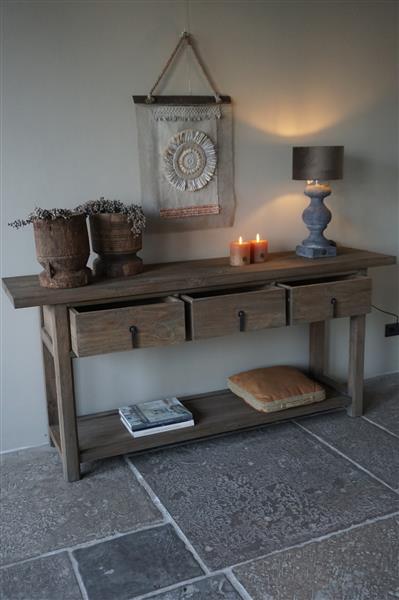 Grote foto oude houten sidetable h86 x b190 x d46 cm huis en inrichting woningdecoratie