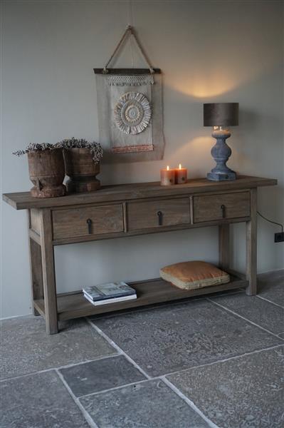 Grote foto oude houten sidetable h86 x b190 x d46 cm huis en inrichting woningdecoratie