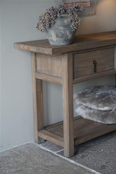 Grote foto oude houten sidetable h86 x b140 x d44 cm huis en inrichting woningdecoratie