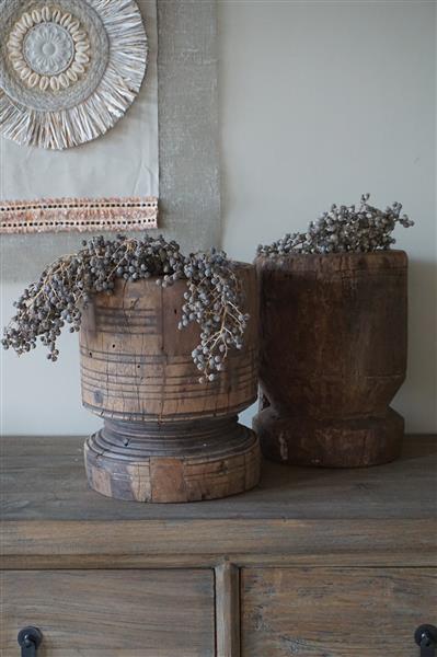 Grote foto oud houten vijzel india h29 x d23 cm huis en inrichting woningdecoratie
