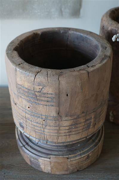 Grote foto oud houten vijzel india h29 x d23 cm huis en inrichting woningdecoratie