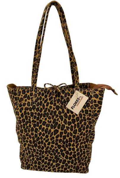 Grote foto luipaard cognac vera pelle wild leren shopper sieraden tassen en uiterlijk schoudertassen