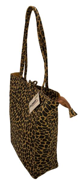 Grote foto luipaard cognac vera pelle wild leren shopper sieraden tassen en uiterlijk schoudertassen