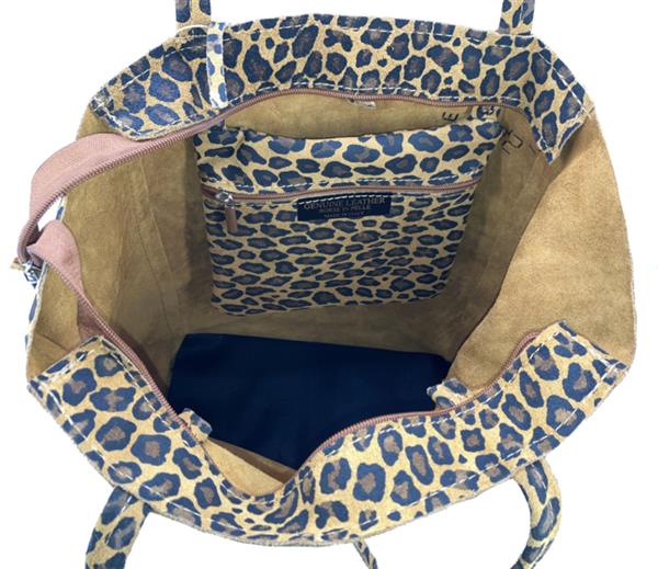 Grote foto luipaard cognac vera pelle wild leren shopper sieraden tassen en uiterlijk schoudertassen