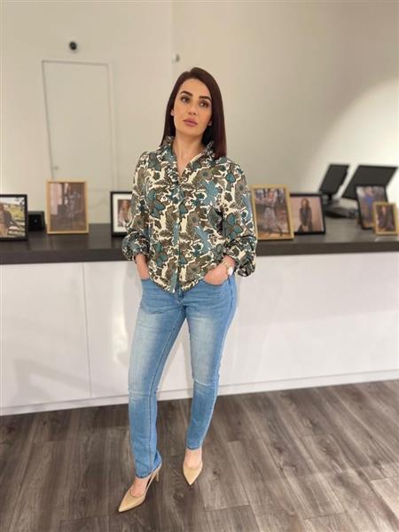 Grote foto bette blouse 24vfg25 zand bermudablauw kleding dames blouses