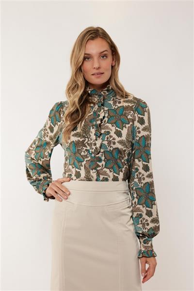 Grote foto bette blouse 24vfg25 zand bermudablauw kleding dames blouses
