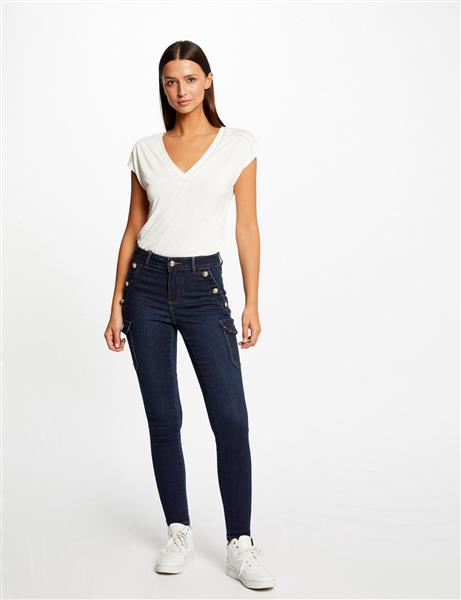 Grote foto skinny cargo trousers with buttons raw denim 232 pema raw kleding dames broeken en pantalons