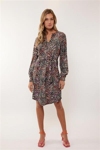Grote foto bibi jurk 24vzg10 zwart kleurenmix kleding dames jurken en rokken