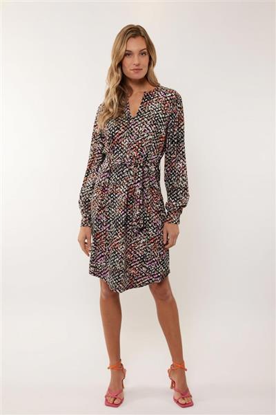Grote foto bibi jurk 24vzg10 zwart kleurenmix kleding dames jurken en rokken