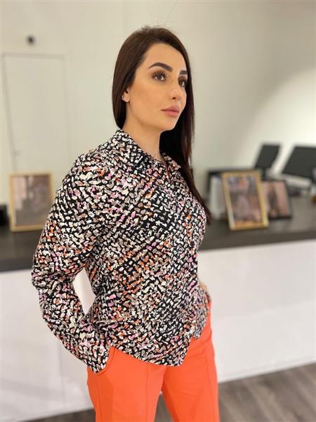 Grote foto gwynne blouse 24vzg08 zwart kleurenmix kleding dames blouses