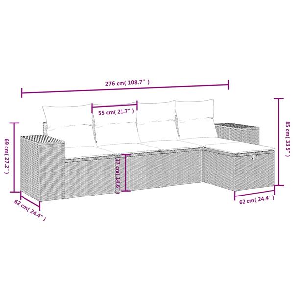 Grote foto vidaxl 5 delige loungeset met kussens poly rattan grijs tuin en terras tuinmeubelen