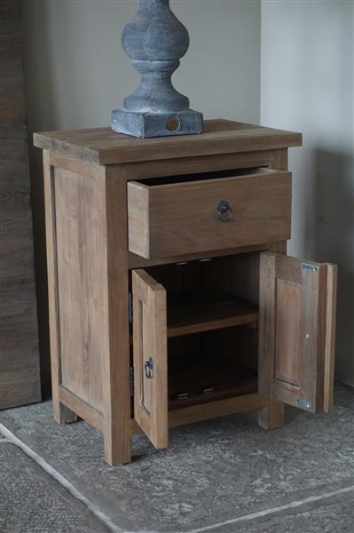 Grote foto teak nachtkastje 1 lade 2 deurtjes h71 x b50 5 x d35 cm huis en inrichting bankstellen