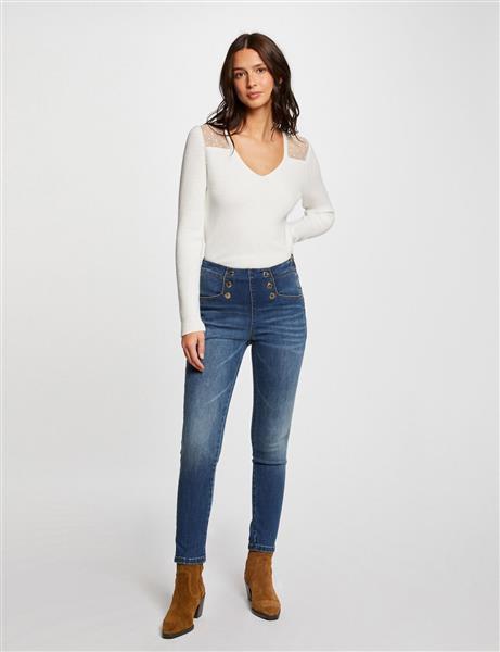 Grote foto skinny cropped jeans with buttons 241perla stone denim kleding dames broeken en pantalons