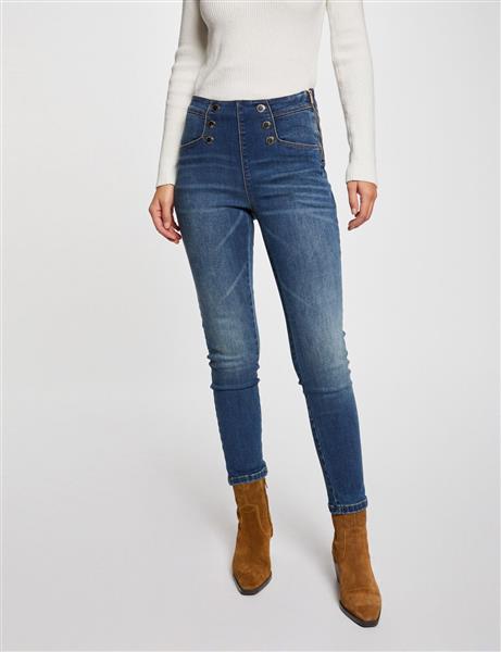 Grote foto skinny cropped jeans with buttons 241perla stone denim kleding dames broeken en pantalons