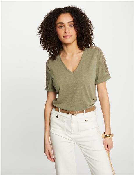 Grote foto short sleeved t shirt 242 deva khaki green kleding dames t shirts