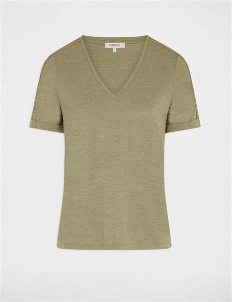 Grote foto short sleeved t shirt 242 deva khaki green kleding dames t shirts