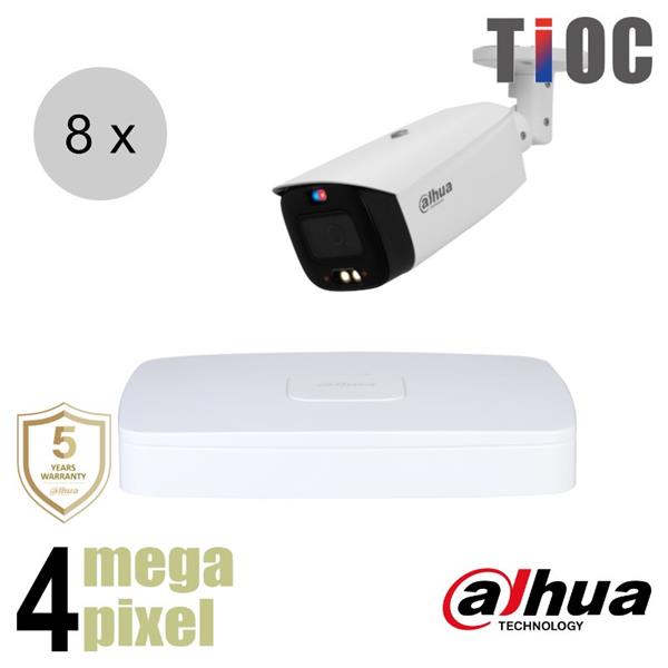 Grote foto dahua 4mp ip cameraset tioc 8 bullet camera actieve afschrikking motorzoom 40m ips84db audio tv en foto videobewakingsapparatuur
