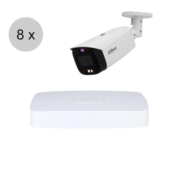 Grote foto dahua 4mp ip cameraset tioc 8 bullet camera actieve afschrikking motorzoom 40m ips84db audio tv en foto videobewakingsapparatuur
