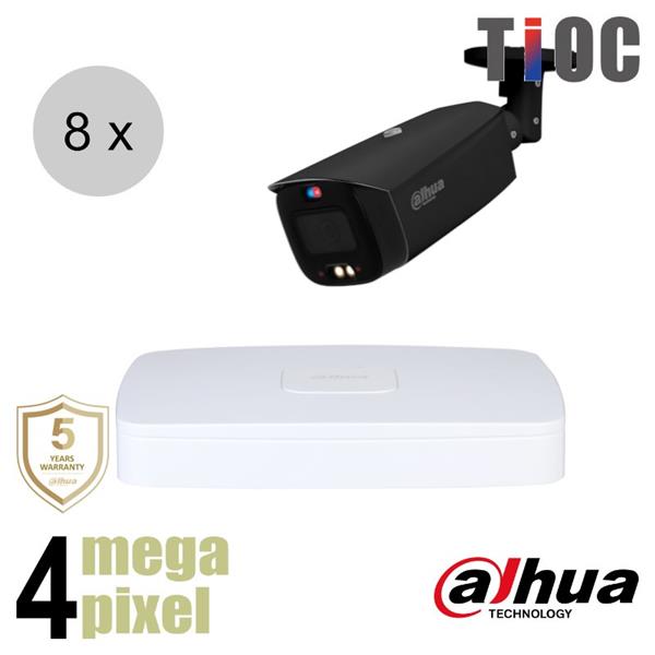Grote foto dahua 4mp ip cameraset tioc 8 bullet camera actieve afschrikking motorzoom 40m ips84db audio tv en foto professionele video apparatuur