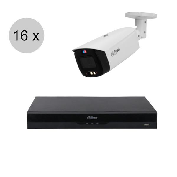 Grote foto dahua 4mp ip cameraset tioc 16 bullet camera actieve afschrikking motorzoom 40m ips164 audio tv en foto videobewakingsapparatuur