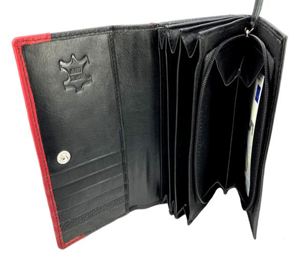 Grote foto leren portemonnee met overslag merk flores lederwaren kleding dames sieraden