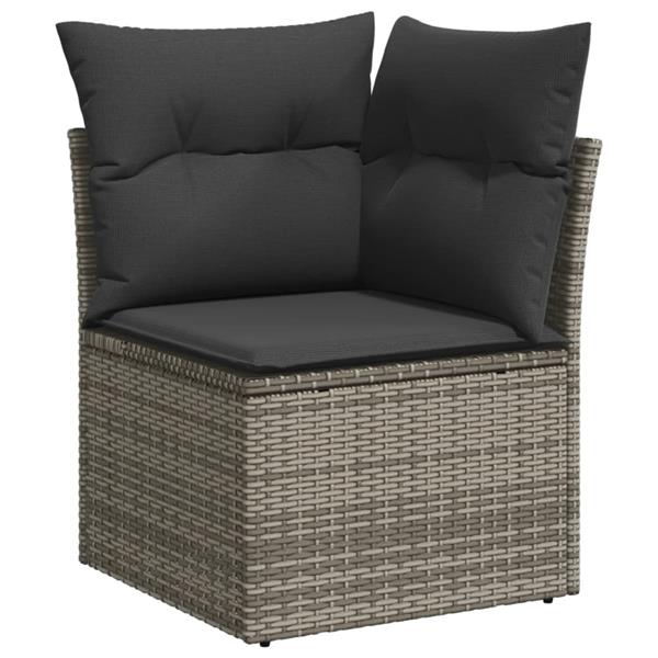 Grote foto vidaxl 5 delige loungeset met kussens poly rattan grijs tuin en terras tuinmeubelen