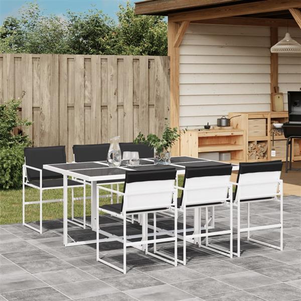 Grote foto vidaxl 7 delige tuinset met kussens textileen wit tuin en terras tuinmeubelen
