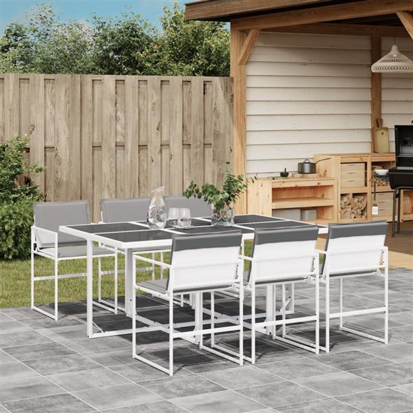 Grote foto vidaxl 7 delige tuinset met kussens textileen wit tuin en terras tuinmeubelen