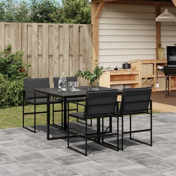 Grote foto vidaxl 5 delige tuinset met kussens textileen zwart tuin en terras tuinmeubelen