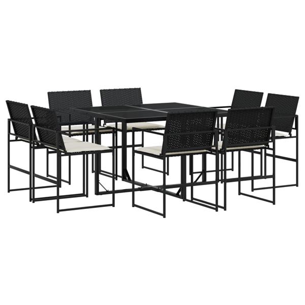 Grote foto vidaxl 9 delige tuinset poly rattan zwart tuin en terras tuinmeubelen