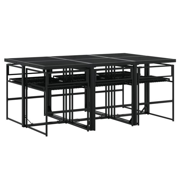 Grote foto vidaxl 7 delige tuinset met kussens poly rattan zwart tuin en terras tuinmeubelen