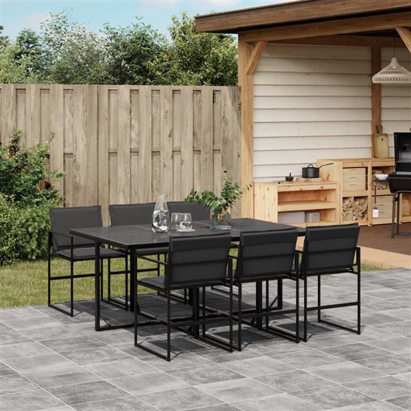 Grote foto vidaxl 7 delige tuinset met kussens textileen zwart tuin en terras tuinmeubelen
